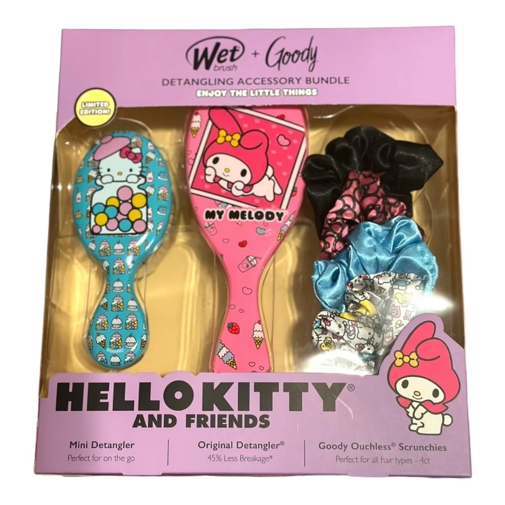 Hello Kitty and Friends 2 Detangler Wet Brushes + 4 Goody Ouchless Scrun…